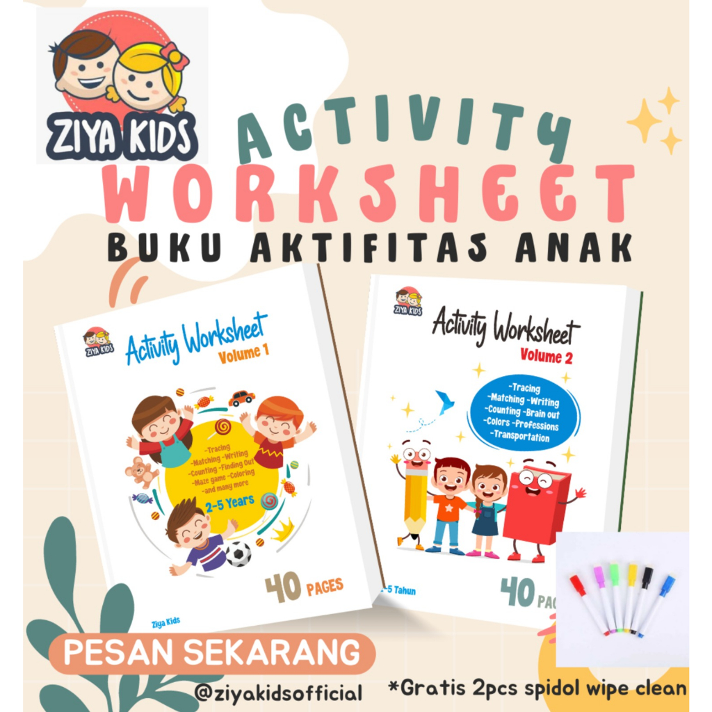 Jual Activity Worksheet Buku Aktifitas Edukasi Anak Preschool Toddler ...