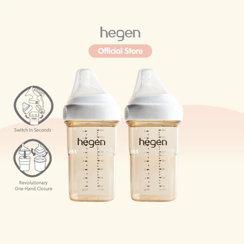 Hegen PCTO™ 240ml/8oz Feeding Bottle PPSU, 2-Pack with Medium Flow Teats (3-6 months)