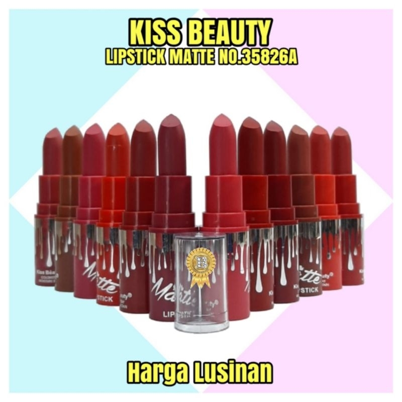 Jual Lipstick Kiss Beauty Matte Box Silver No35826a Lusinan Shopee Indonesia