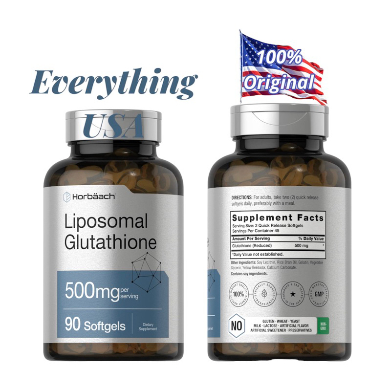 Jual Horbaach Liposomal Glutathione 500 mg Antioxidants Anti-aging - 90  Softgels