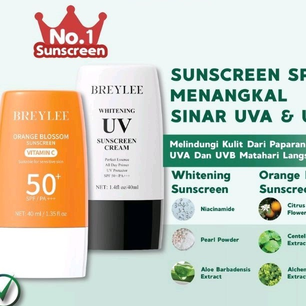 Jual BREYLEE WHITENING UV SUNSCREEN CREAM Krim Tabir Surya SPF 50 ...