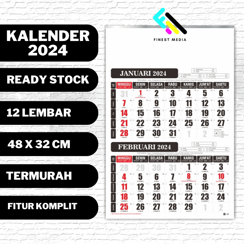 Jual GROSIR KALENDER DINDING 2024 MURAH EDISI 2 BULANAN - 6 LEMBAR ...