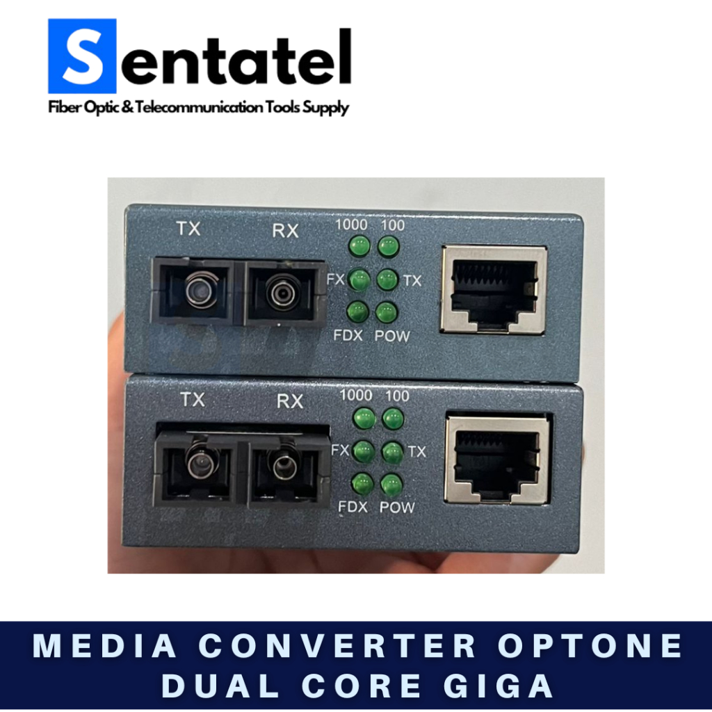 Jual OPTONE MEDIA CONVERTER 10/100/1000 DUAL CORE GIGA 1310/1310NM ...