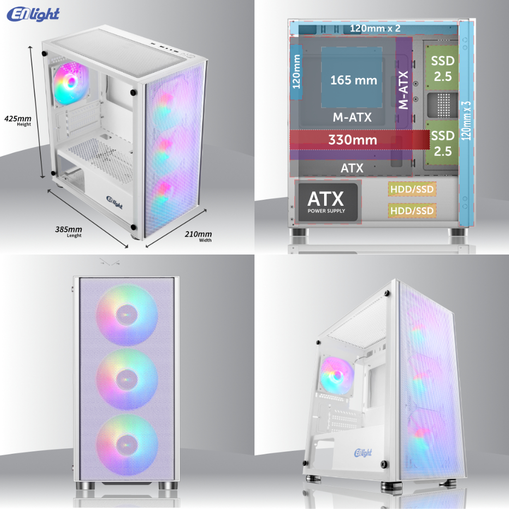 Jual Casing PC Enlight White Master M-ATX Tempered Glass | Shopee Indonesia