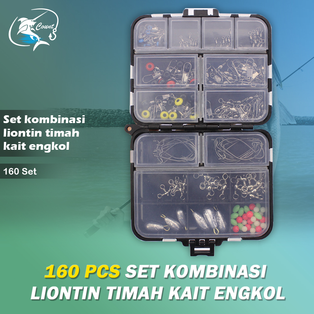 187 PCS Umpan Pancing Ikan Set / Fishing Bait Kit / Box Mancing / Aksesoris  Pancing Kail Pelampung Pemberat