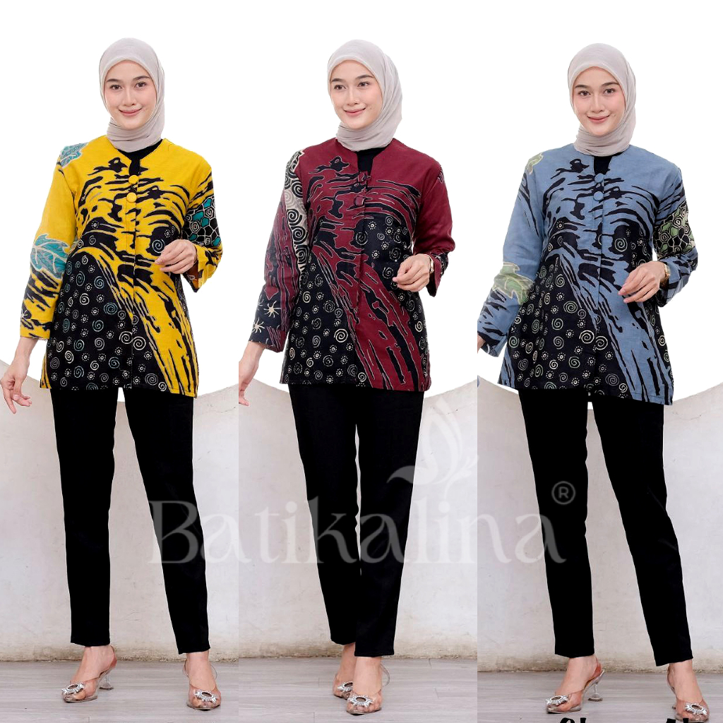 Jual Baju Batik Wanita Modern Atasan Blouse Batik Kerja Kantor Wanita ...