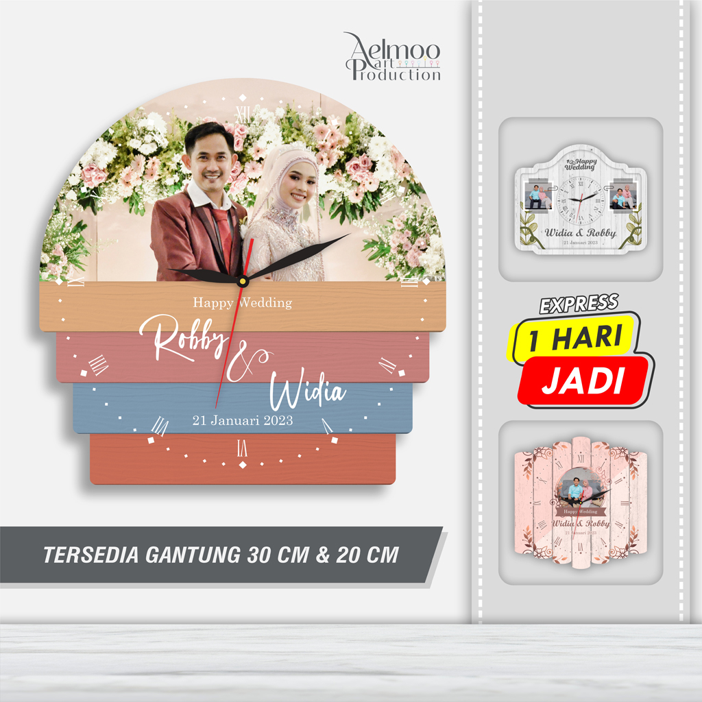 Jam Dinding Custom Foto Wedding Kado Nikahan