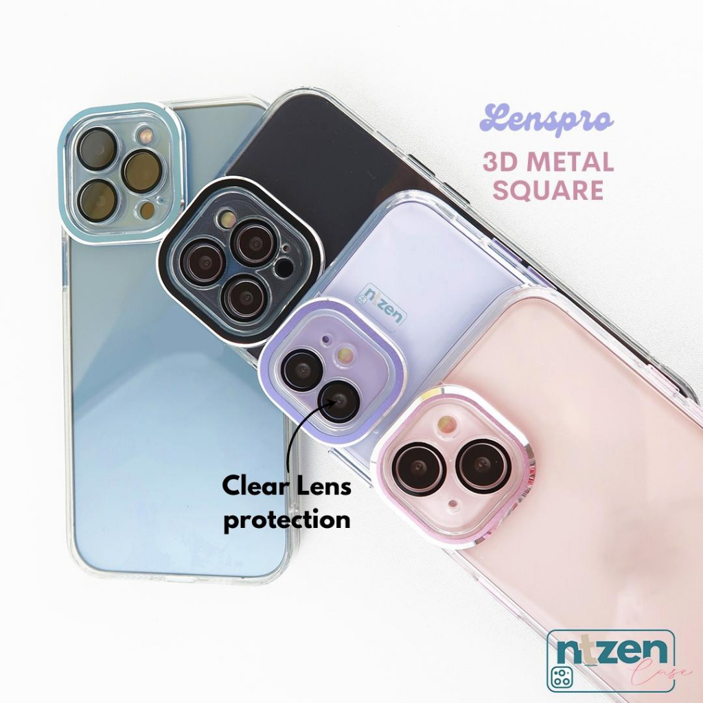 Case Iphone LENSPRO METAL 3D SQUARE 13 Pro Max 12 Pro Max 11 Pro Max 14 15  PLUS 16 Pro Max