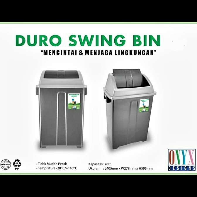 Jual Swing Dustbin Trash Bin Plastik Premium Onyx Kapasitas 40 Liter ...