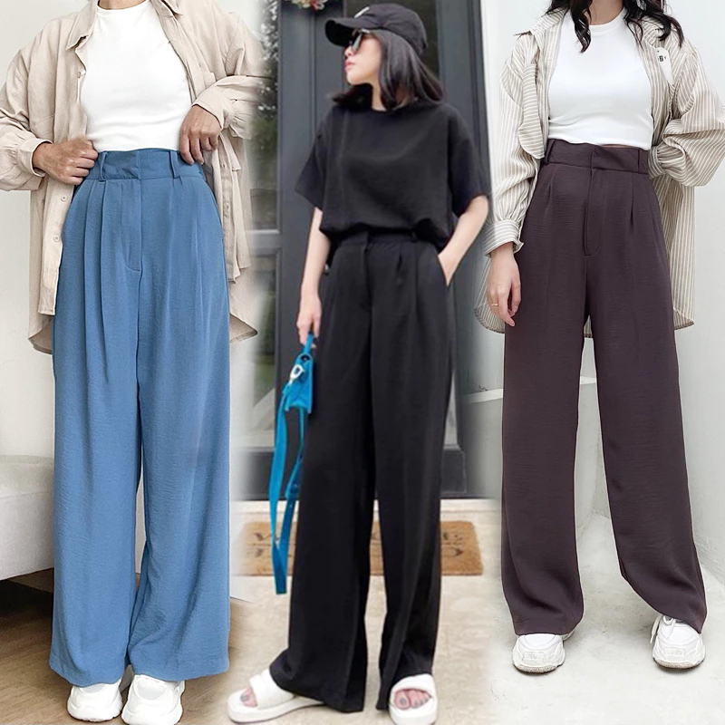 Highwaist Loose Pants Kulot Premium Crinkle