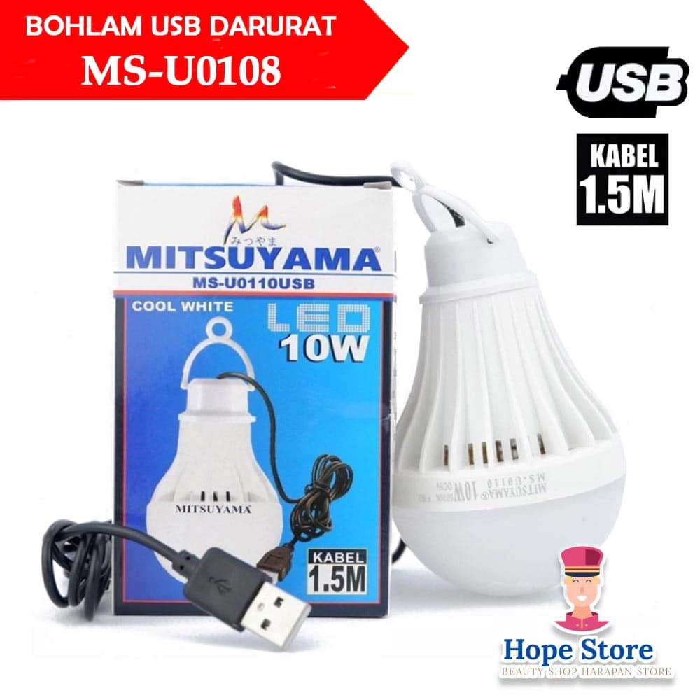 BISA COD - Lampu Bohlam LED USB Emergency Mitsuyama Terang Tahan Lama | AutoStock