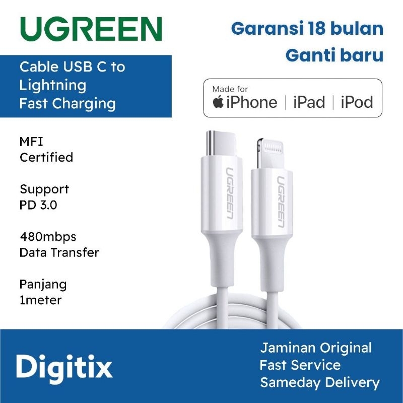 Jual Ugreen Kabel Data Charger Iphone Mfi Pd Fast Charging M M Shopee Indonesia