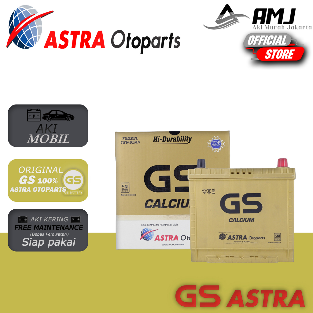 Jual AKI MOBIL Mitsubishi Mirage GS ASTRA Calcium 55D23L / 75D23L (Aki