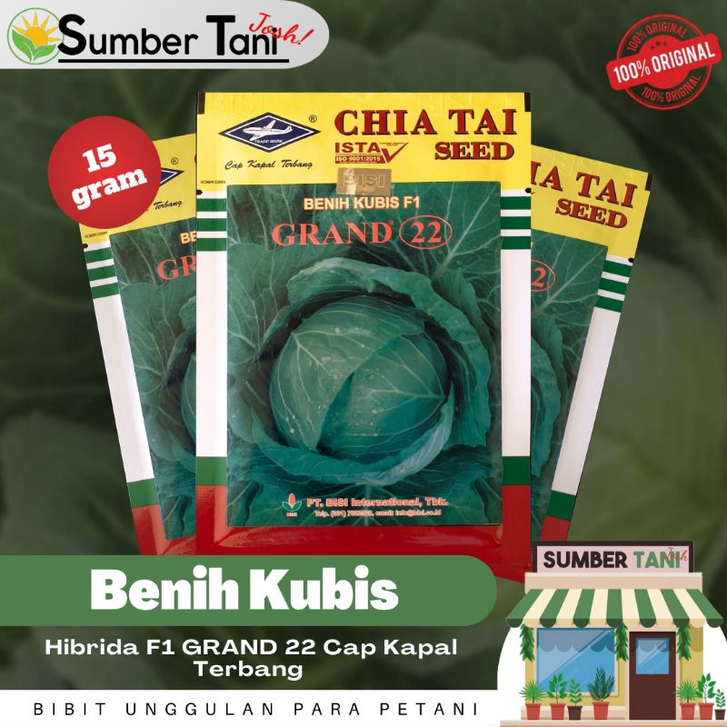 Jual Benih Kubis Kol Hibrida F1 GRAND 22 BISI - 15Gram Cap Kapal ...