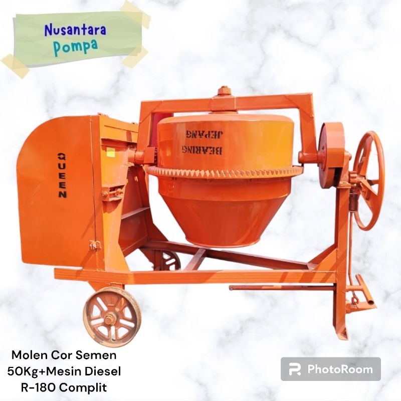 Jual Molen Cor Semen Queen 50Kg + Mesin Diesel R-180 Complit | Shopee ...