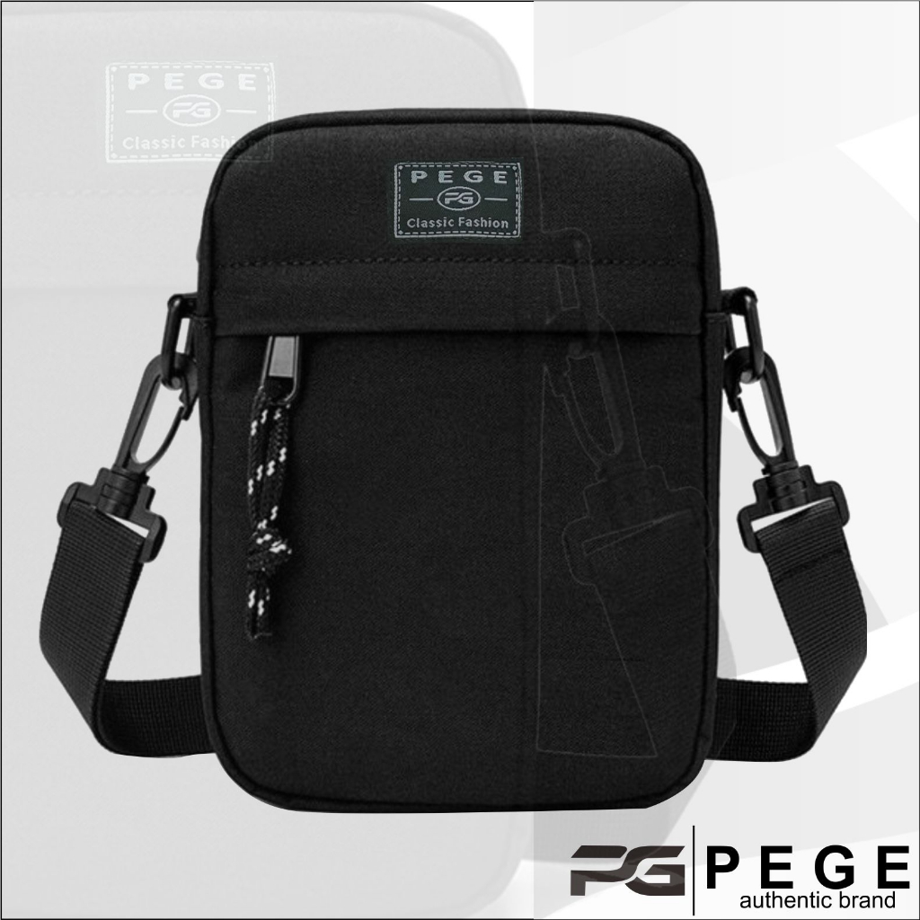 Jual Tas Selempang PEGE Monthy Slingbag Slempang Kasual Polos Hitam ...