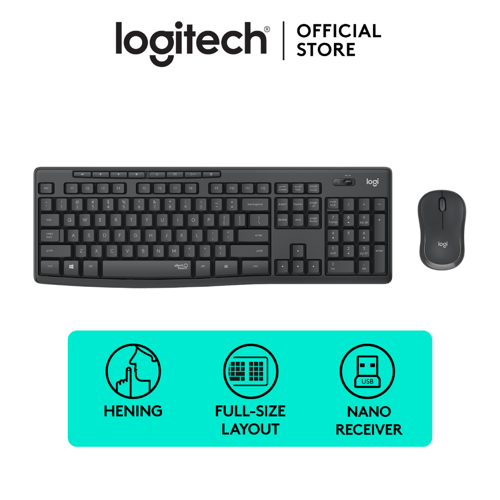Logitech MK295 Combo Keyboard dan Mouse Wireless Silent dengan Tombol  Multimedia