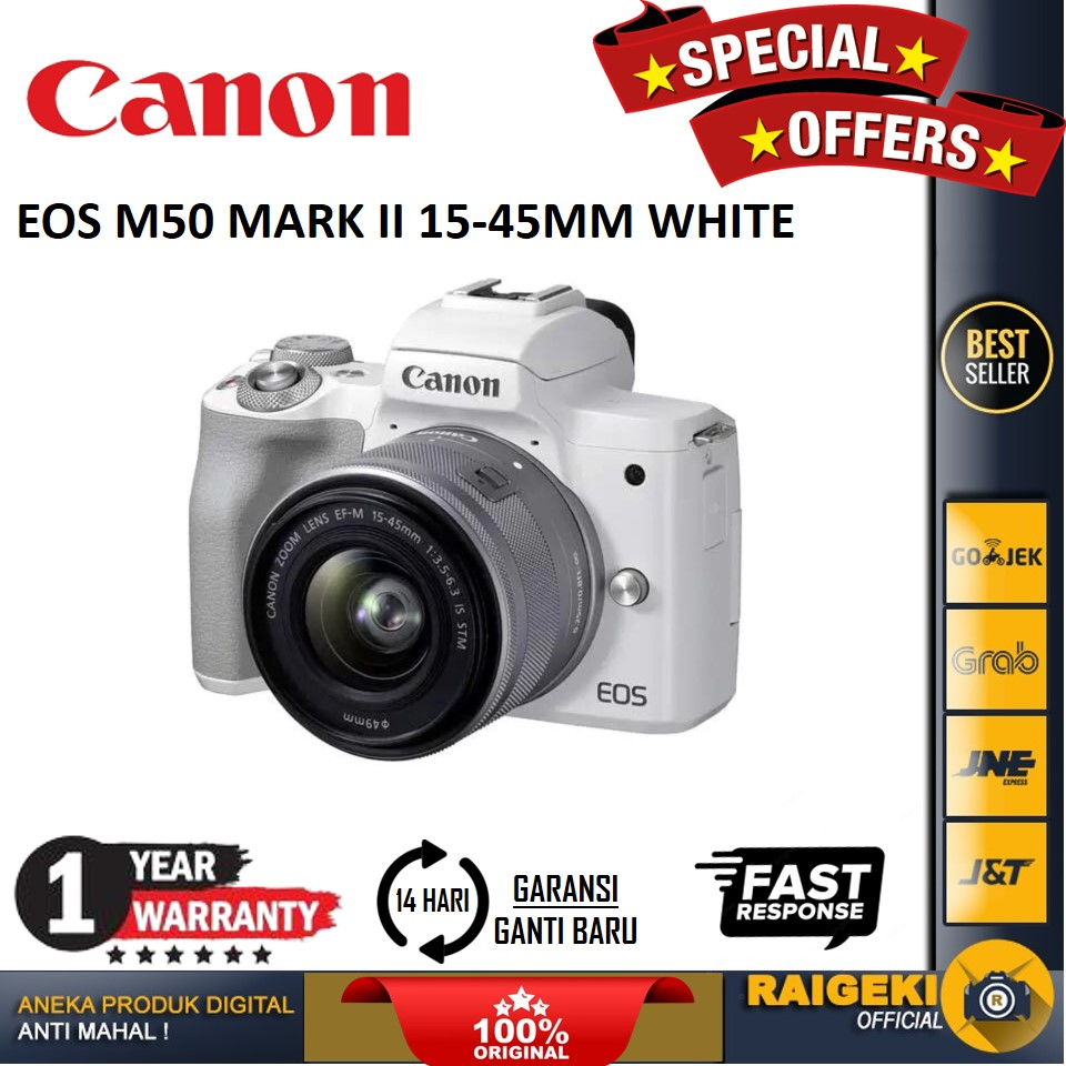 Jual Canon EOS M50 MARK II 15-45MM WHITE | Shopee Indonesia