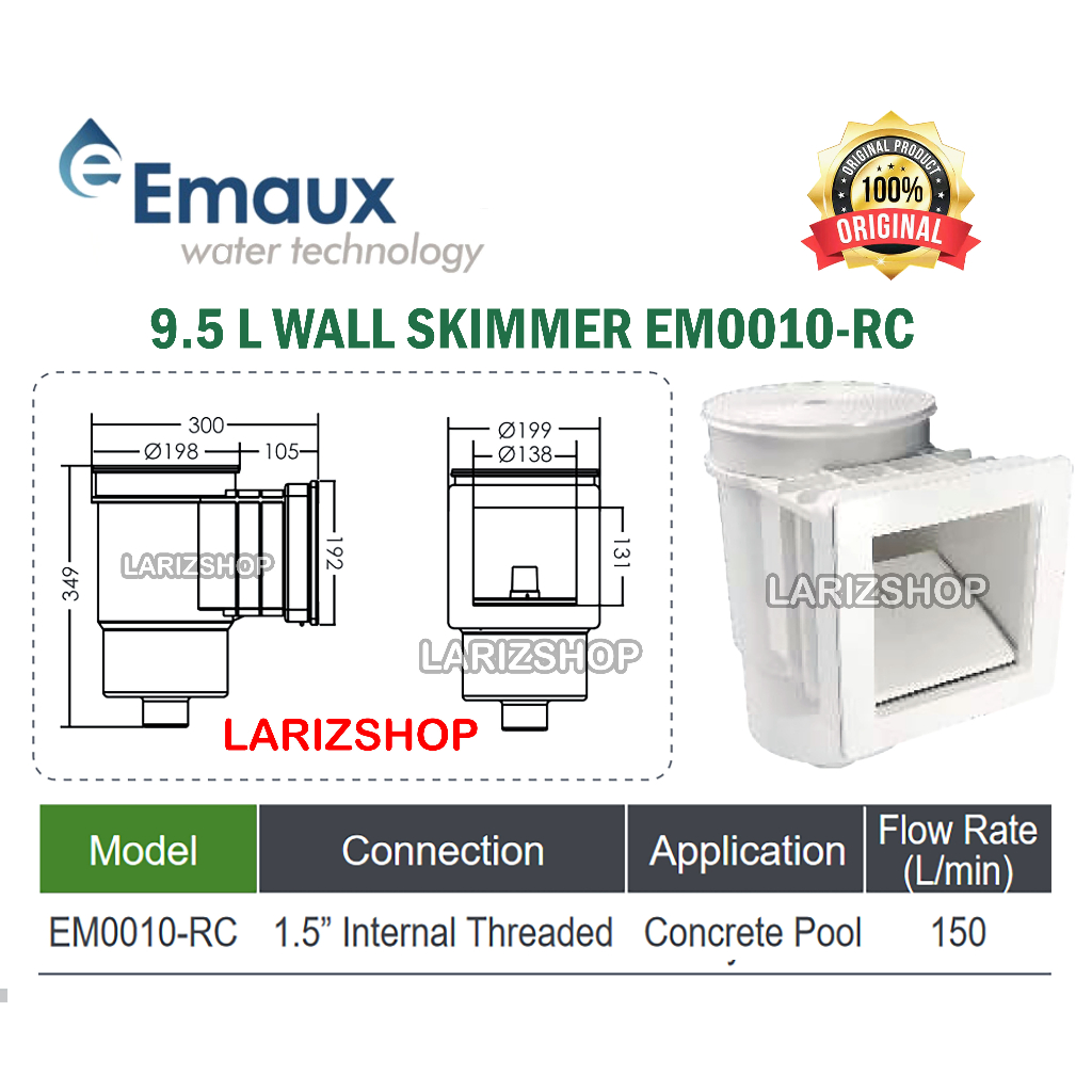 Jual Skimmer Box Emaux EM0010 RC ORIGINAL Kolam Renang/ Wall Skimmer