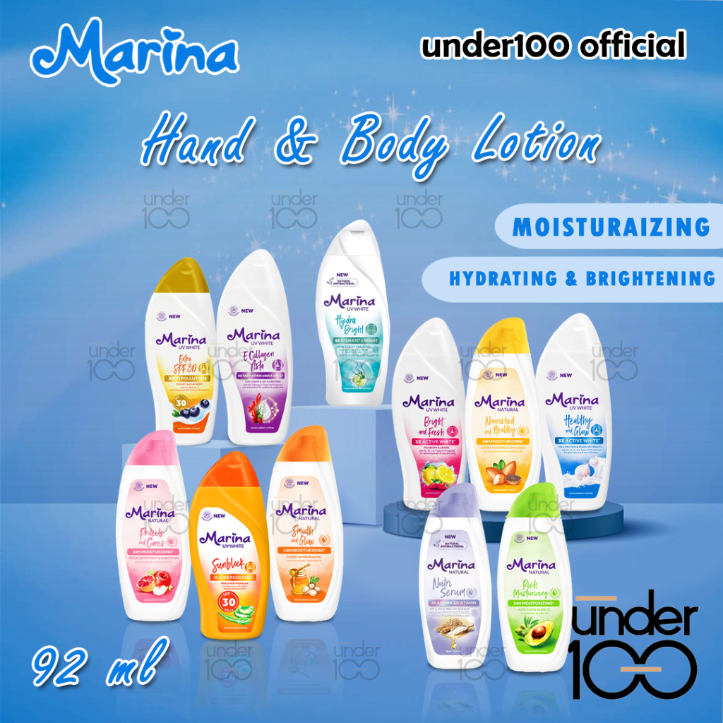 Jual Under100 Marina Hand Body Lotion And Body Serum Natural Uv White