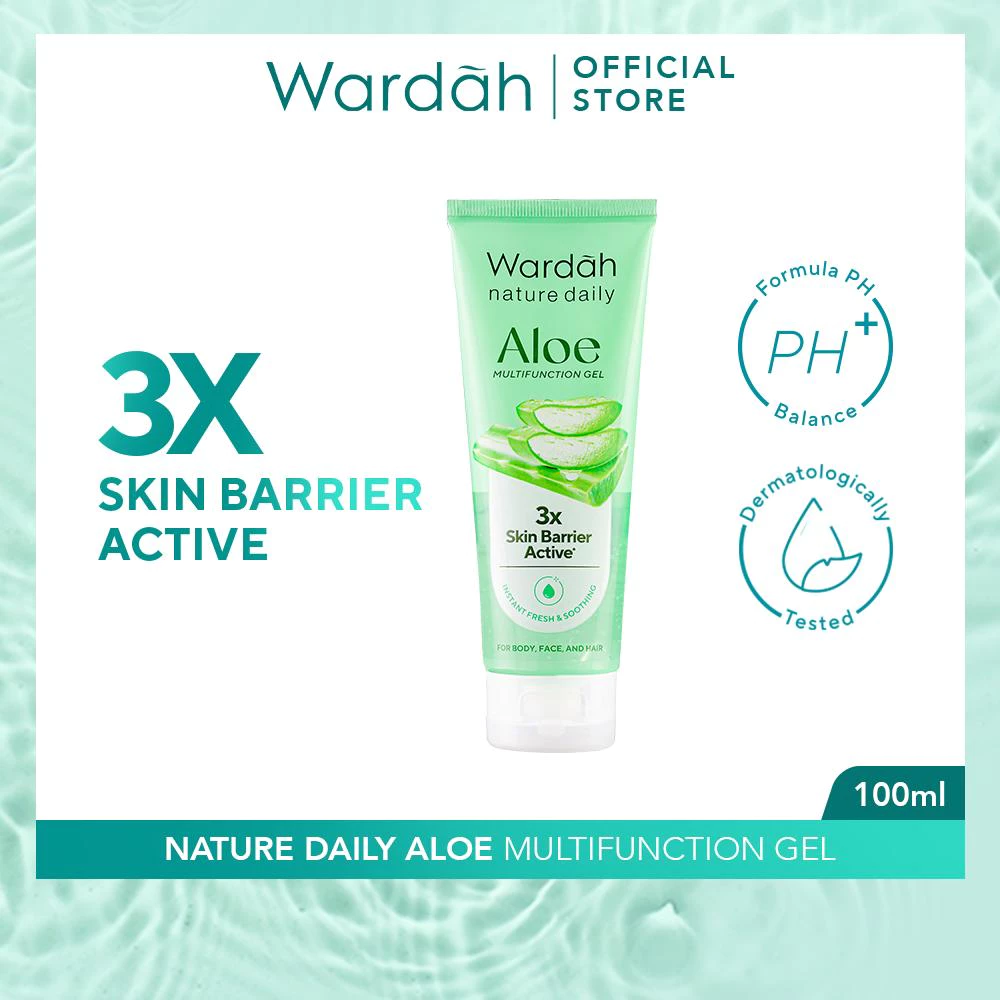 Gel Aloe Vera Wardah Nature Daily Multifungsi untuk Melembabkan dan Menenangkan Badan, Wajah, Kuku, 