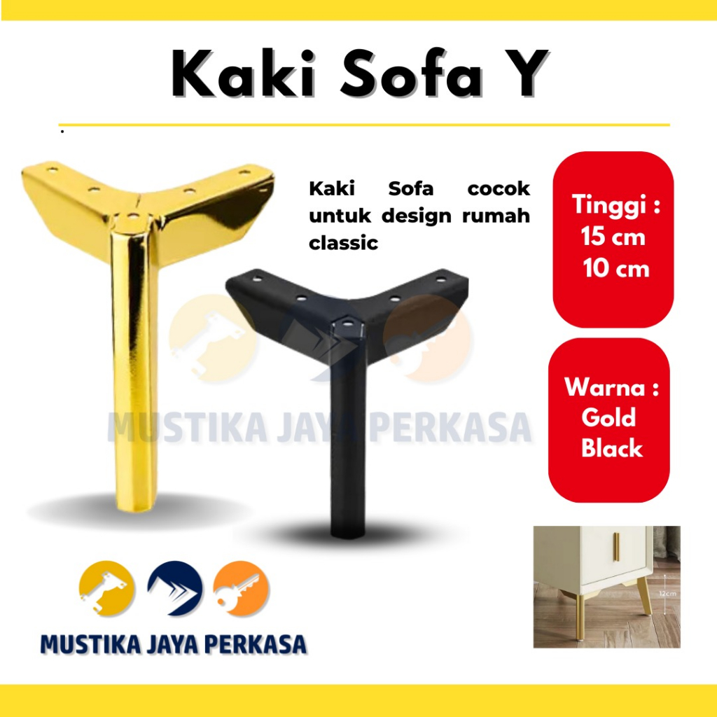 Jual Kaki Sofa Y Gold Premium Besi Emas Hitam Silver Segitiga Pesawat 