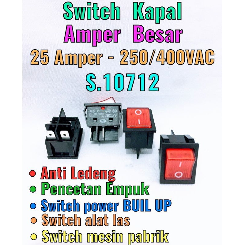 Jual Saklar Swicth Power On Off Besar Lampu Merah 4 Pin 4 Kaki 25A ...