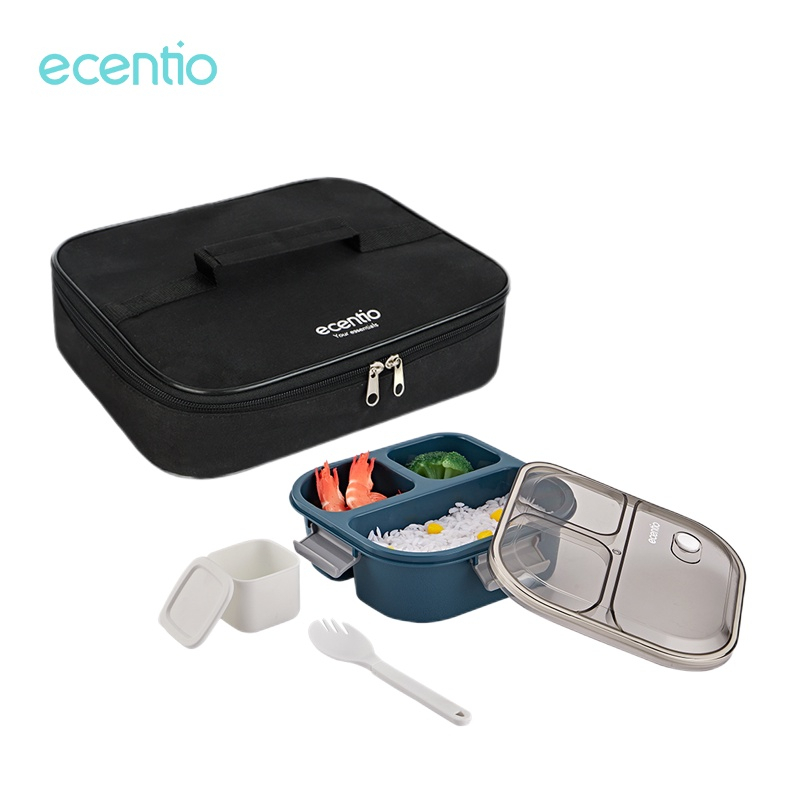 Jual ecentio tempat makan set lunch box set tas 3/4 Grid lunch box set