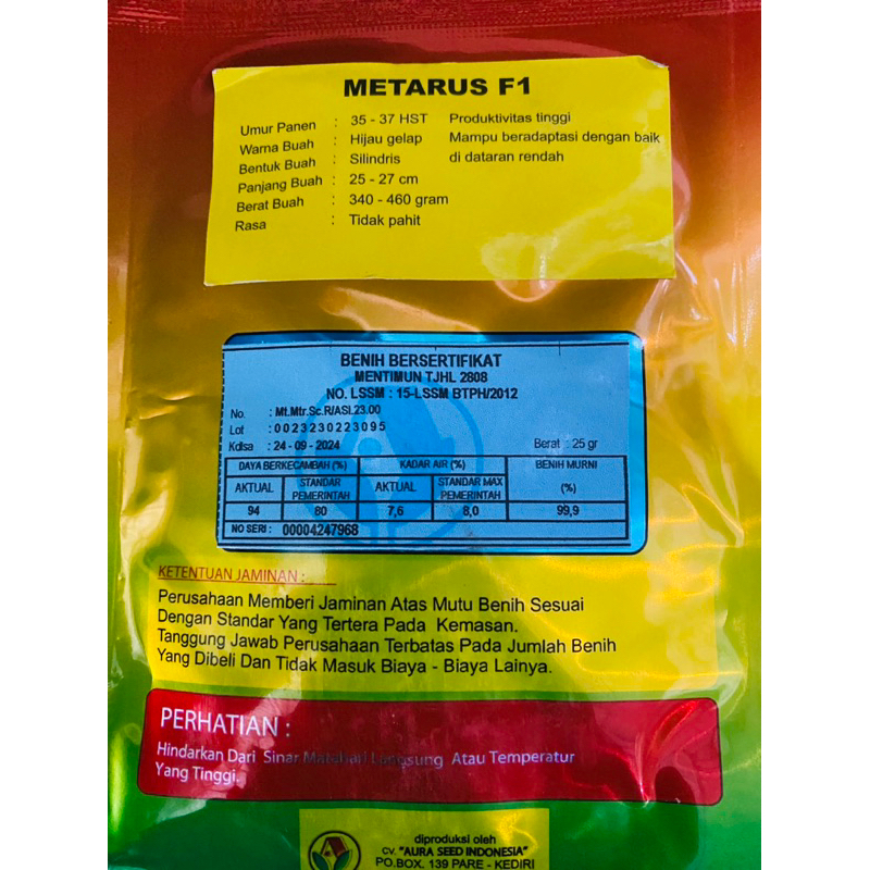 Jual Benih timun Hibrida F1 METARUS 20 Gr Aura Seed | Shopee Indonesia