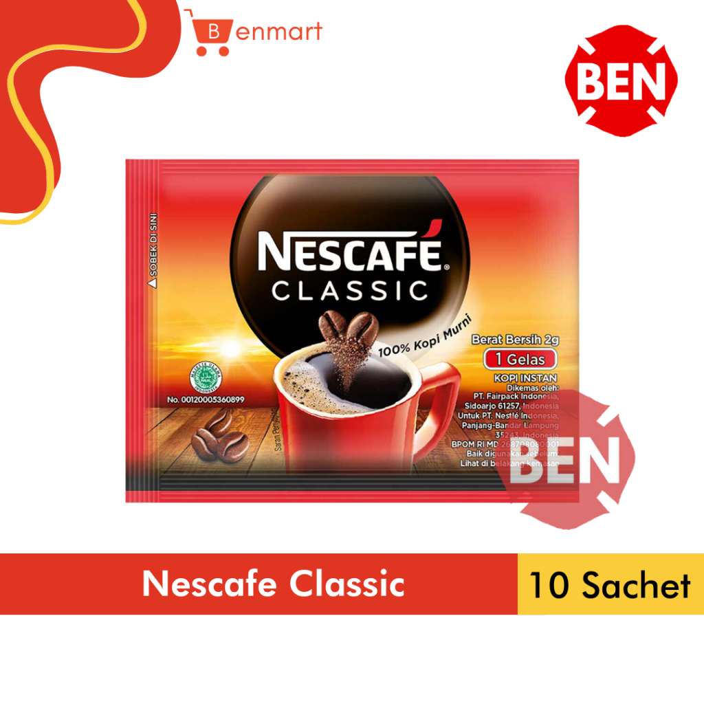 Jual Nescafe Classic 2g 2gr 2 g gr 1 Renceng 10 Sachet Robusta