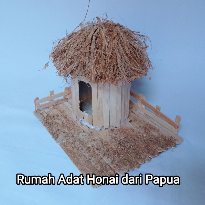 Jual Miniatur Rumah Adat Honai Dari Papua Dari Stik Es Krim Shopee