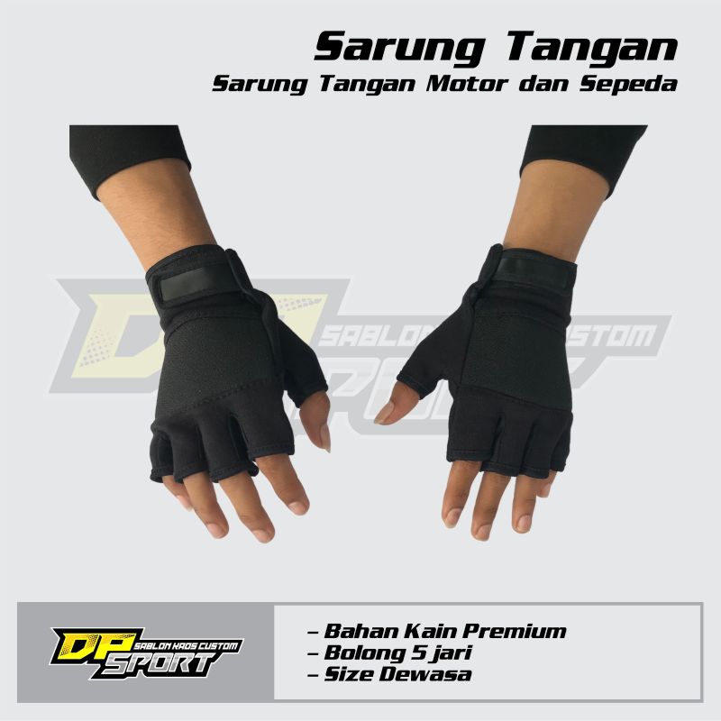 Jual Sarung Tangan Hitam Polos Bolong Jari Sarung Tangan