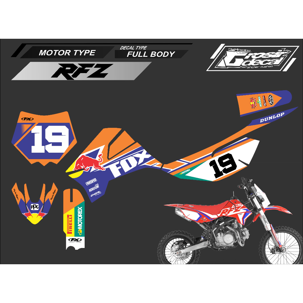 Jual Sticker Stiker Mini Trail RFZ 110cc 125cc Full body Bebas Reques ...