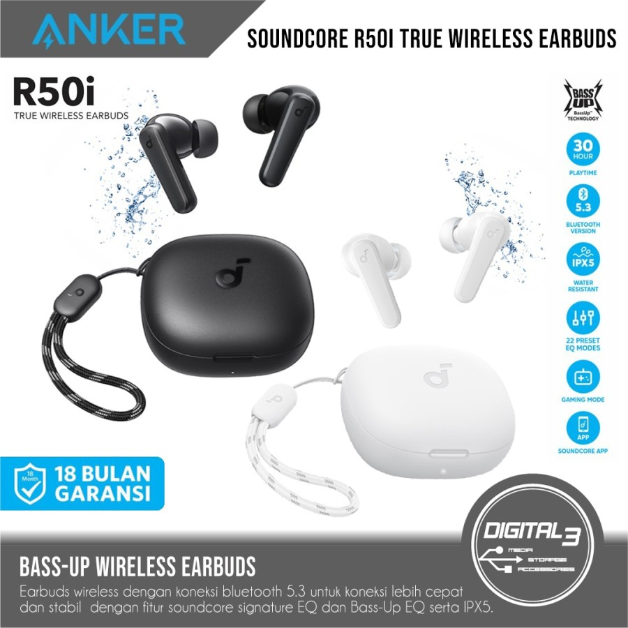 Jual Anker Soundcore R50i Wireless Earbuds Headset Bluetooth TWS Bass ...