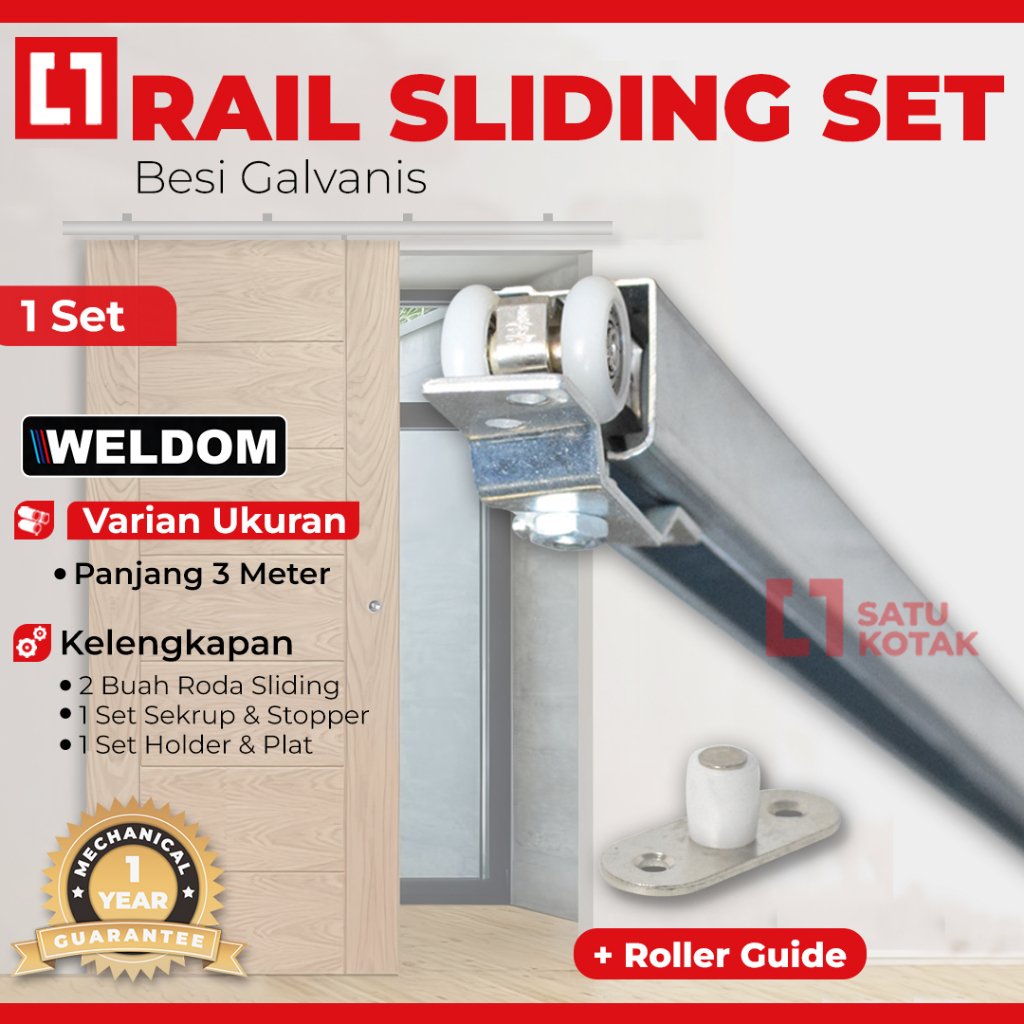 Jual Rail Sliding Rel Pintu Geser Gantung Galvanis 1 Set 3 Meter