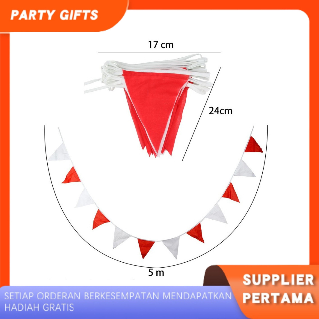 Jual Bendera Festival Renteng Merah Putih Dirgahayu Meter Lembar Bunting Flag Segitiga Warna