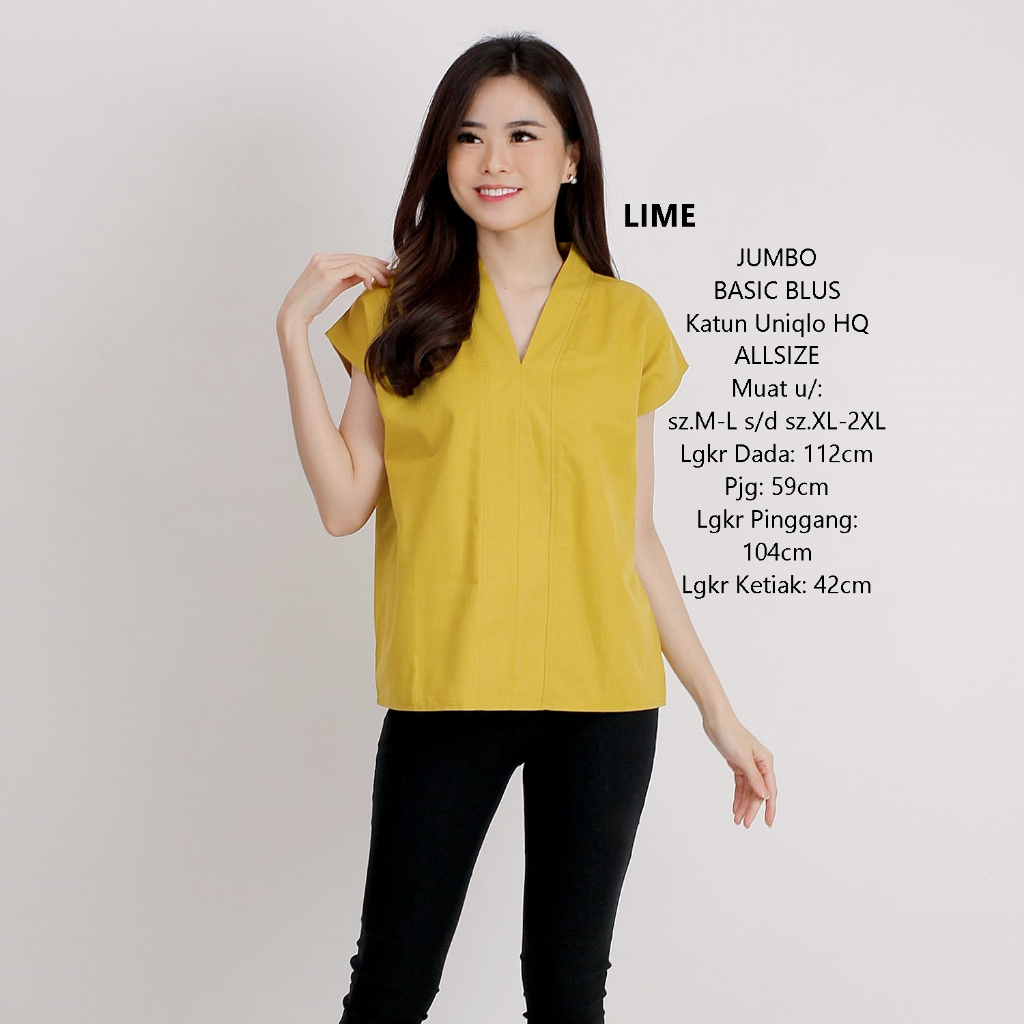 Jual Blus basic polos jumbo blouse casual big size bahan katun BA92F ...