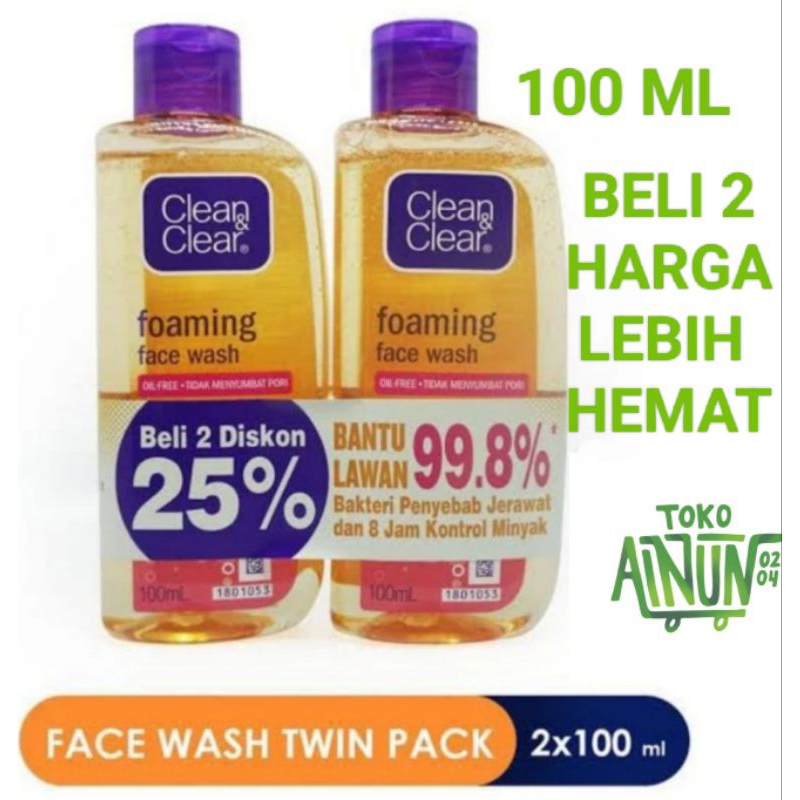 clean & clear foaming face wash 100 ml / isi 2 Promo
