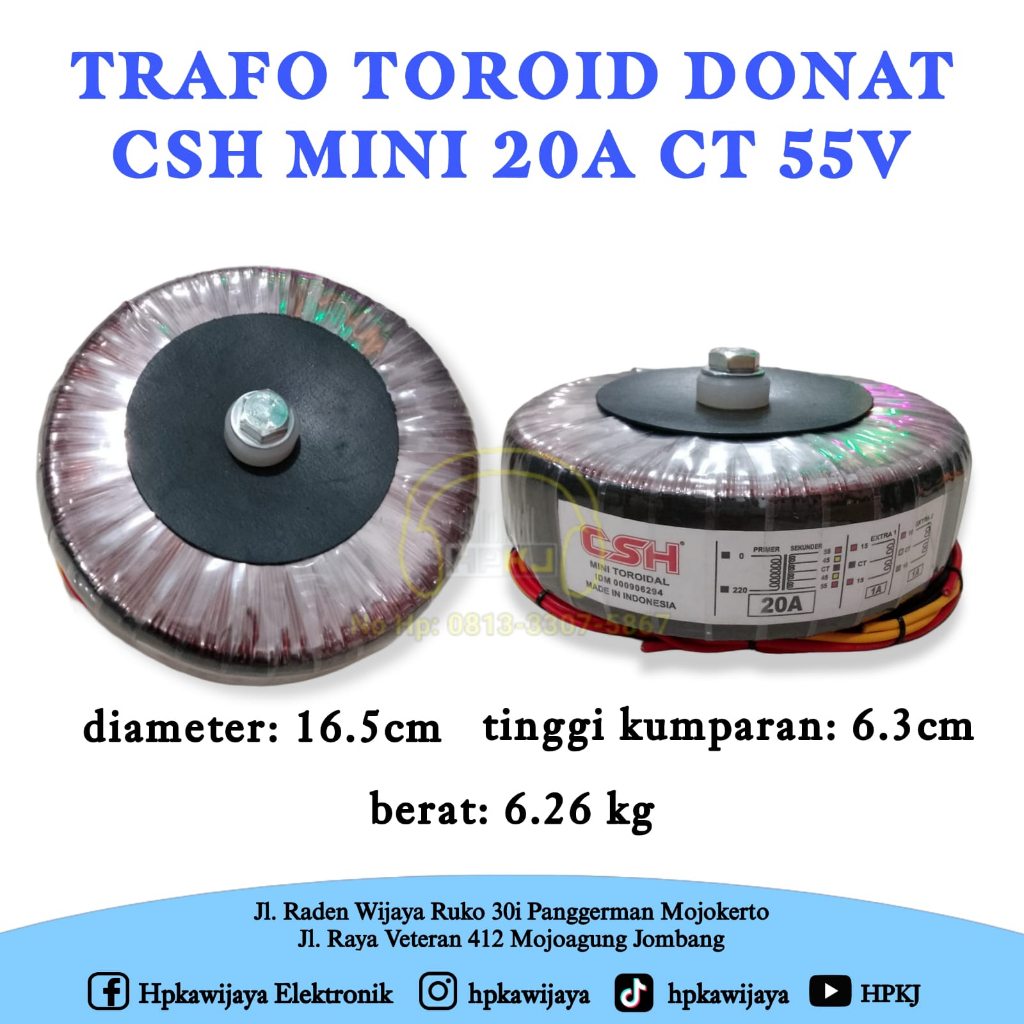 Jual TRAFO TOROID DONAT CSH MINI 20A CT 55V trafo donat CSH 20 A CT 55 ...