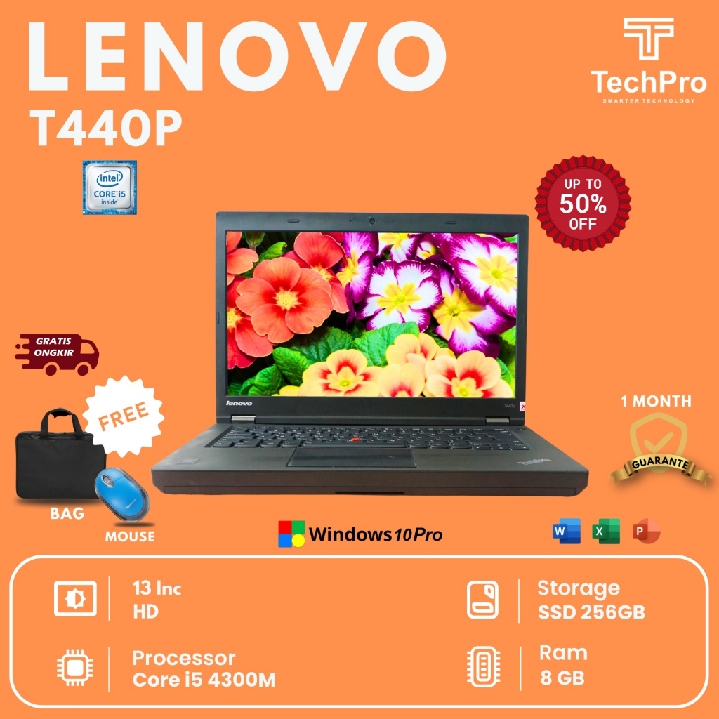 Orignal Laptop Lenovo Thinkpad T440p Ci5 Gen 4th (RAM 8GB HDD 500GB) Layar  14