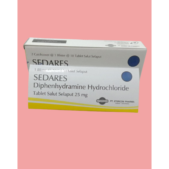 Jual SEDARES 25MG TABLET PER STRIP (DIPHENHYDRAMINE HCl) | Shopee Indonesia