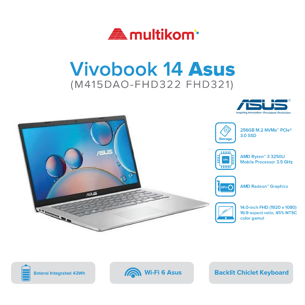 Jual Asus VivoBook 14 M415DAO-FHD322 FHD321 R3 3250U 4GB 256 SSD W11 ...