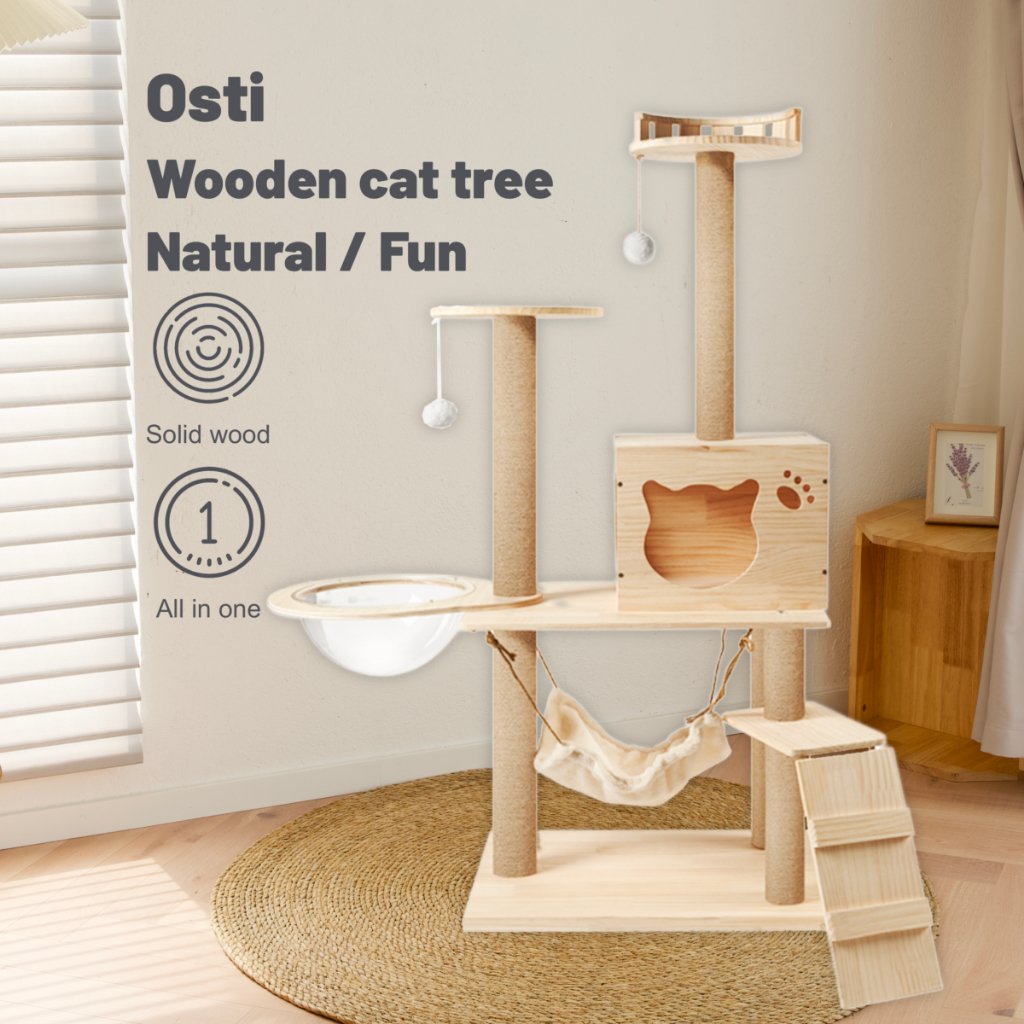 Jual Osti Luxury Solid Wood Cat Tree Cat Tower Cat Condominium dengan