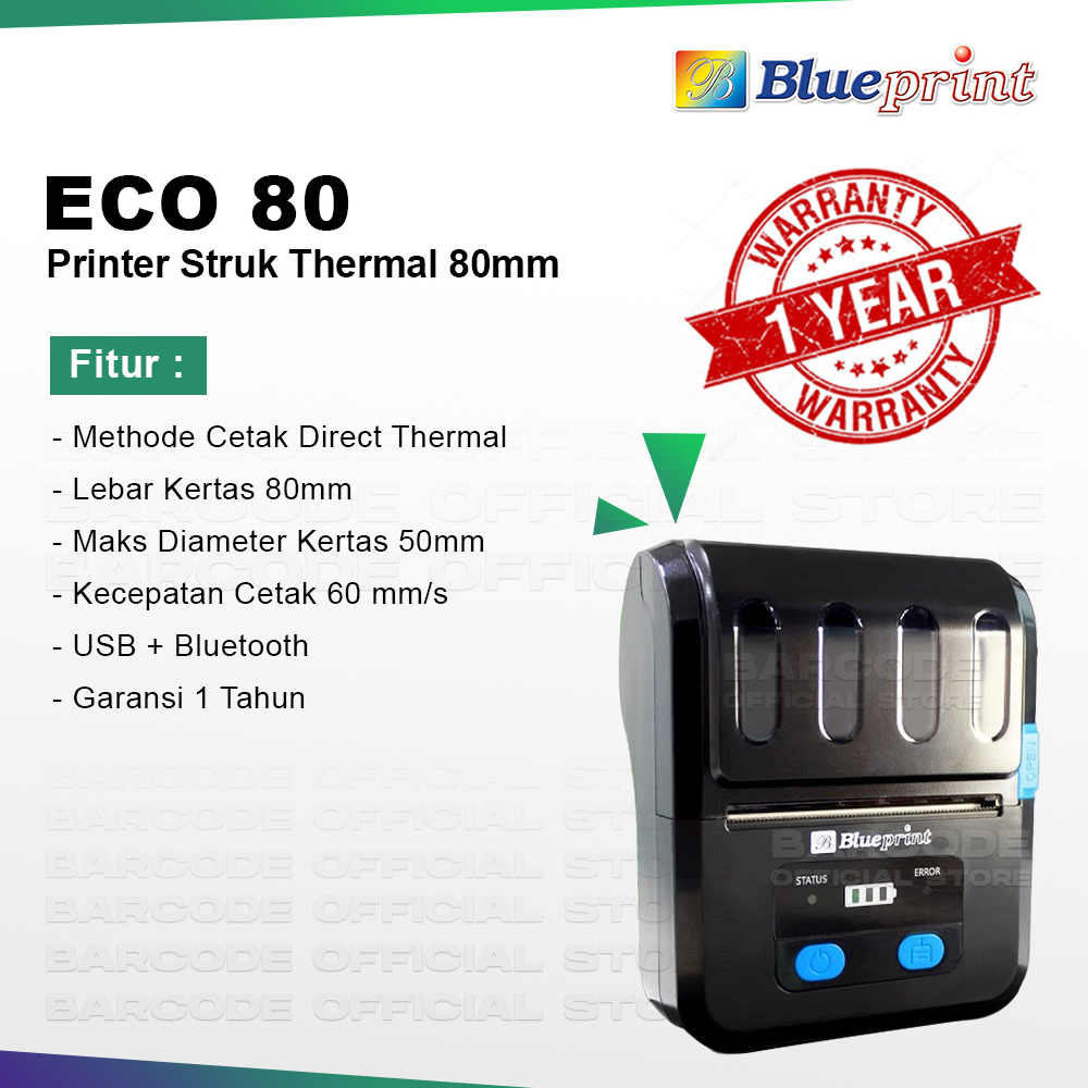 Jual Printer Bluetooth Kasir Blueprint ECO80 Support Lebal Kertas 80 mm ...