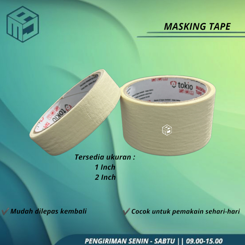 Jual Isolasi Kertas / Lakban Kertas / Masking Tape 1/2 Inch