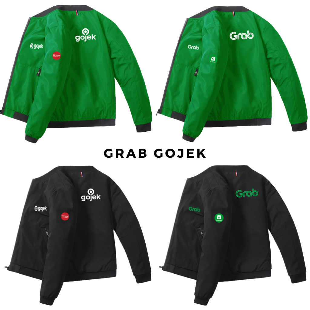 Jual Jaket Grabbike Driver Jaket Bisbol Pria Jakey Grab Gojek Full Bordir Jaket Go Jek Jakey