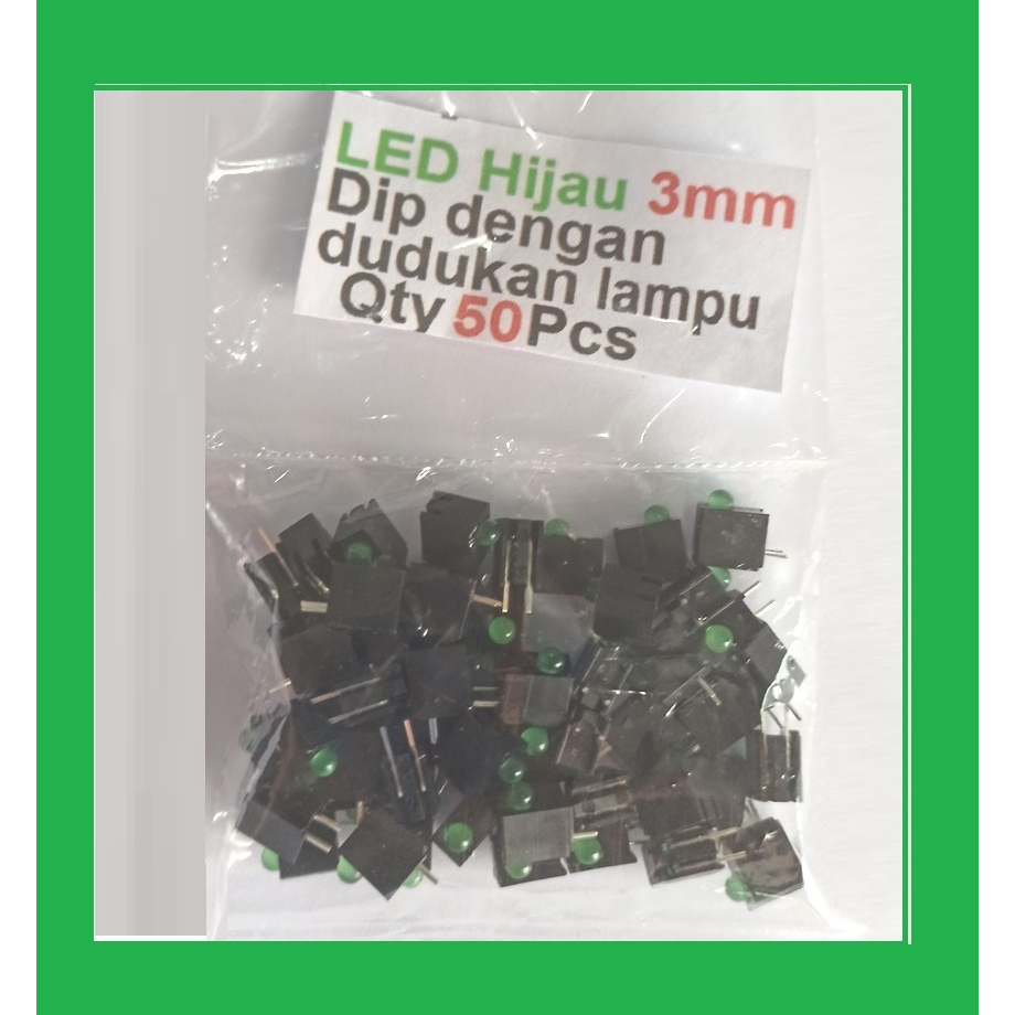 Jual Qty 50 Pcs LED Hijau 3mm Dip dengan dudukan lampu | Shopee Indonesia