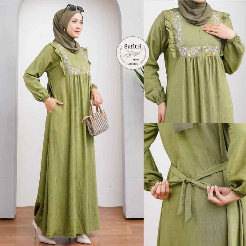 Jual ZORA DRESS 2 Gamis bahan polo linen bahan adem menyerap keringat