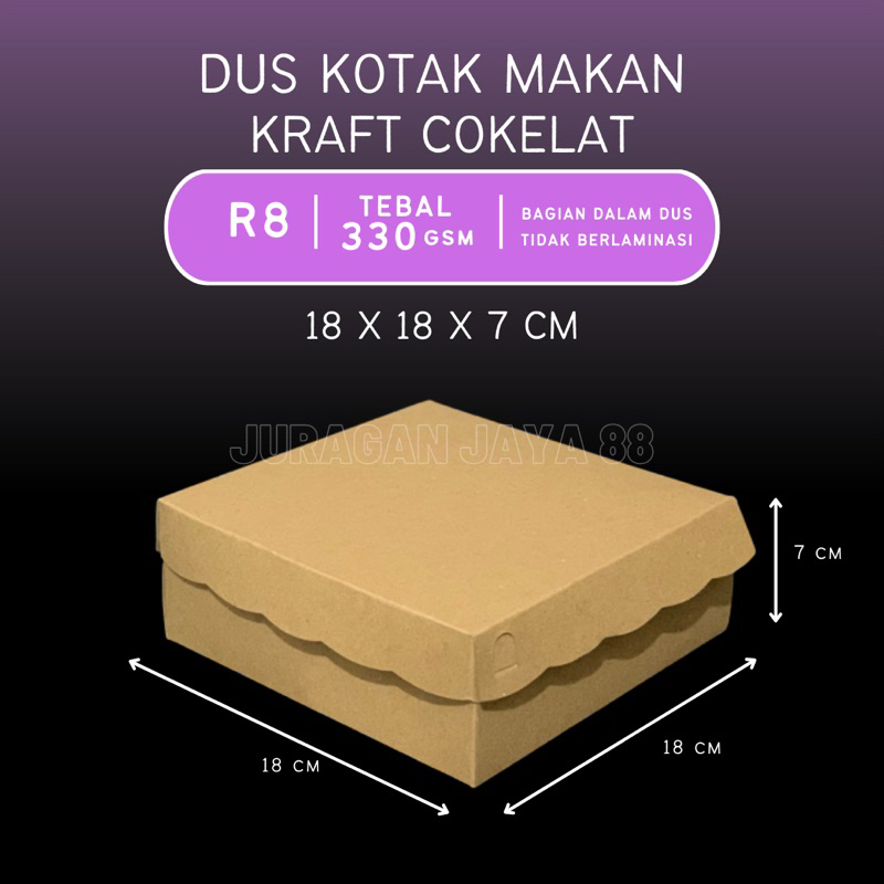 Jual Dus Kotak Makan R8 18cm x 18cm x 7cm Kraft Cokelat (Ketebalan ...