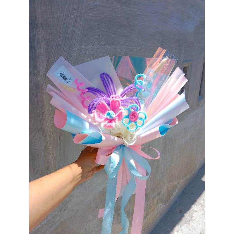 Jual bouquet pipe cleaner / buket kawat bulu / buket unicorn Shopee